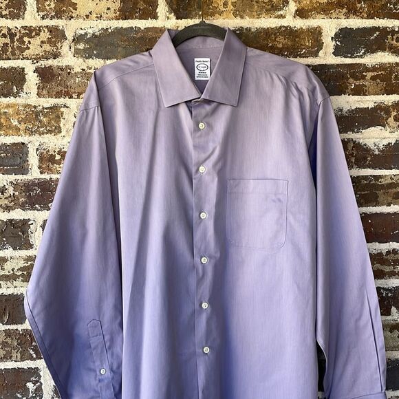 Pronto Uomo Purple Long Sleeve Cotton Non-Iron Dress Shirt Size 17 34/35 - Picture 2 of 6